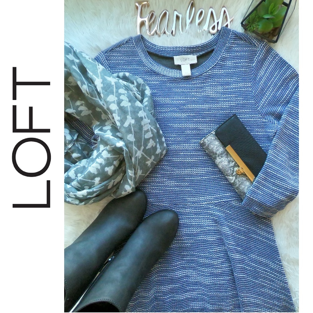2/$30 LOFT NWOT Woven Sweater Mini Dress Blue XSP